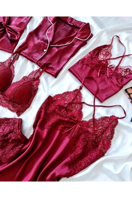 8 Parça Bordo Dev Çeyiz Seti 6682 - 3