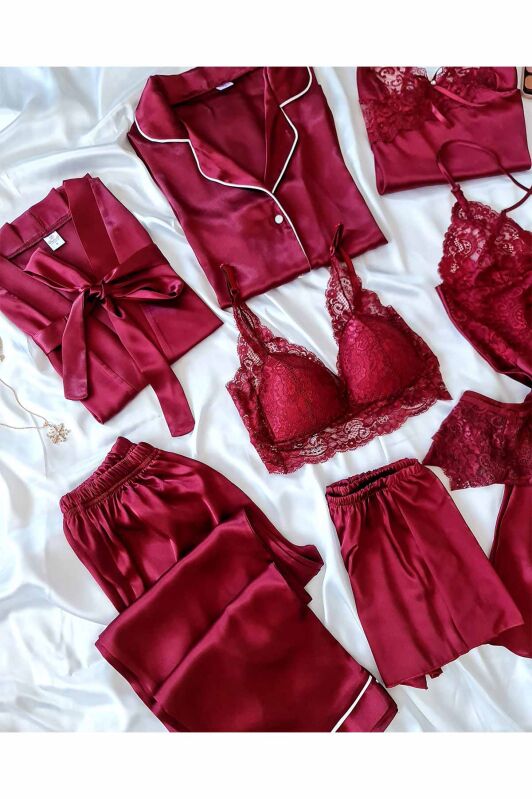 8 Parça Bordo Dev Çeyiz Seti 6682 - 4