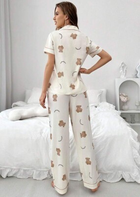 Beatiful Krinkıl Teddy Bear Örme Special Kumaş Pijama Takımı 6785 - ÇeyizeDairHerşey (1)