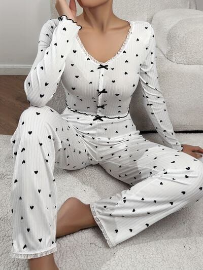 Black Heart Dreams Crop Pijama Takımı - 6778 - 2