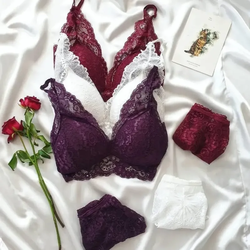 Dantelli Bralet ve Külot Takımı (Desteksiz)- 6824 - 1