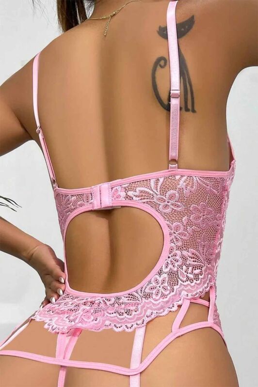 Fiery Pembe fantezi dantel jartiyer takım 6724 - 2