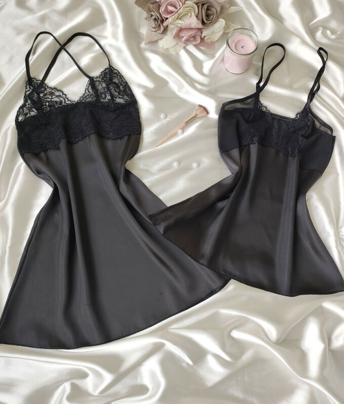  La Rozita Special Siyah 5 Li Saten Şifon Çeyiz Seti 6864 - 2