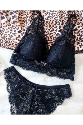 Leopar Ipek Saten Kutulu 6 Parça Gelin Seti 6655 - 4
