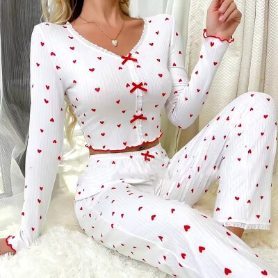 Love Bloom Red Crop model Pijama Takımı 6812 - ÇeyizeDairHerşey