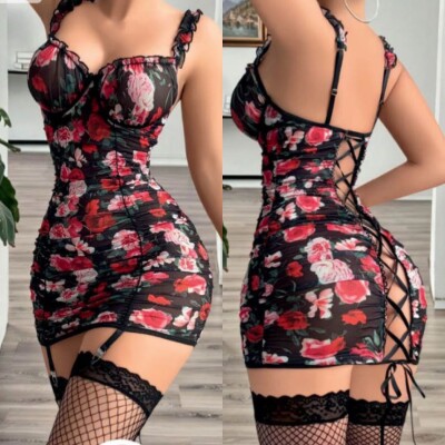 Midnight Rose Gül Desenli Gecelik – File Çorap Hediyeli - ÇeyizeDairHerşey