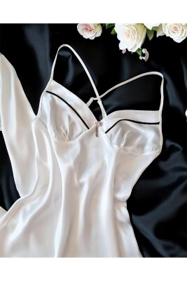 Sunshine Beyaz İpek Saten 6 lı Pijama Seti 6734 - 6