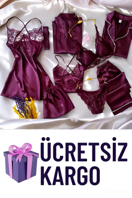 Sunshine Mürdüm İpek Saten 8 li Kutulu Dev Çeyiz Seti 6732 - ÇeyizeDairHerşey