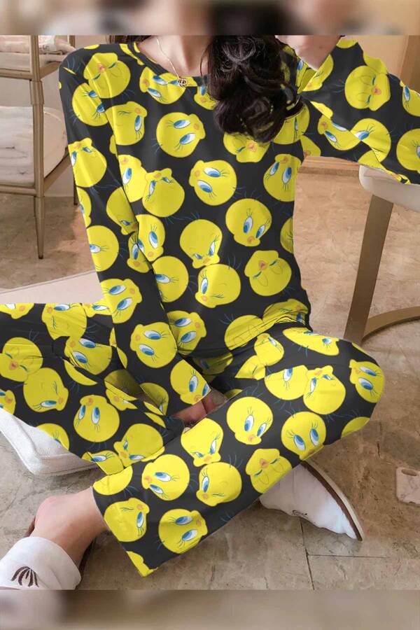 Supernova Free Trend Sweatshirt Pantolon Tweety Basklı Pijama Takımı 6597 - 1
